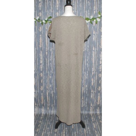 Mystree Ladies L Maxi Brown Shift Tencel 1/4 Button Up Lagenlook - Picture 5 of 7